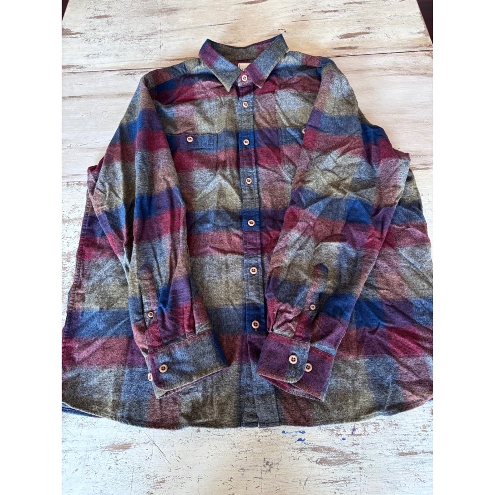 ROWM flannel shirt mens XL multicolor plaid long sleeve soft brushed cotton